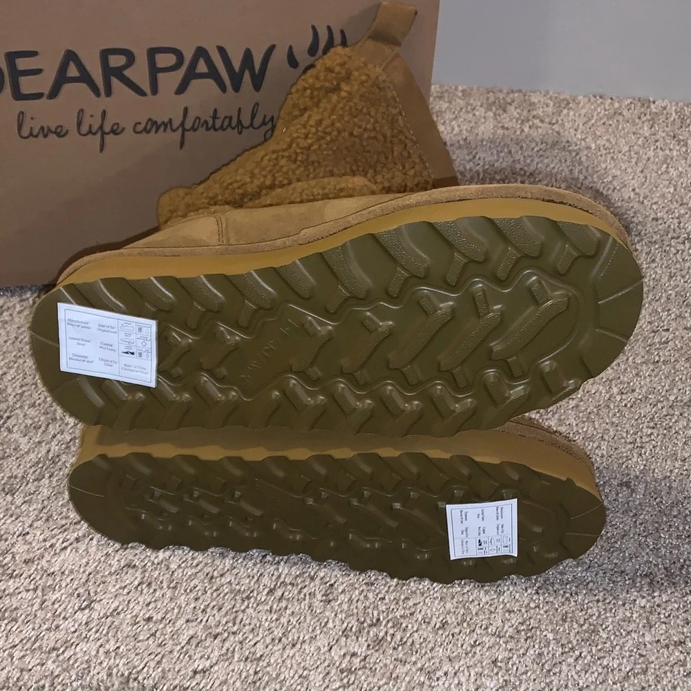 BearPaw Women's Tan Sherpa Winter Boots